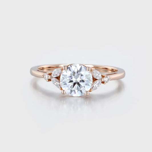 14K Rose Gold 1ct Round Cut Lab Grown Diamond Engagement Ring For Women
